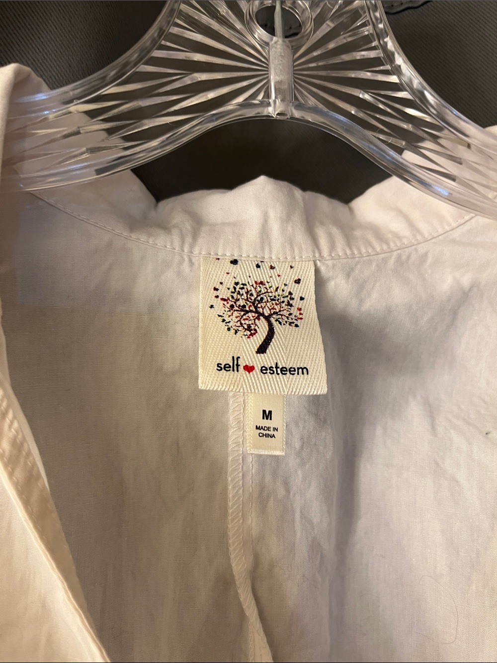 Self Esteem White Ruched Button-Front Long Sleeve Shirt - Picture 2 of 4